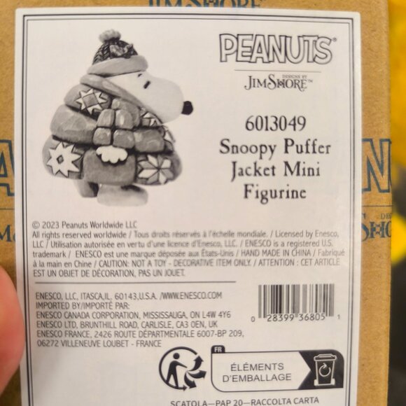 Jim Shore Peanuts Snoopy In Puffer Jacket Miniature Blue Color Figure - Picture 2 of 5